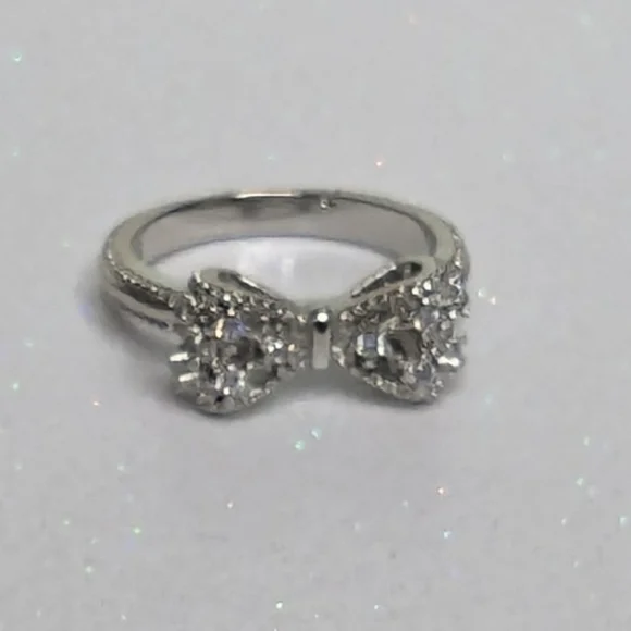 Bow Ring 925 Sterling Silver Cubic Zirconia Size 6 - Picture 7 of 9